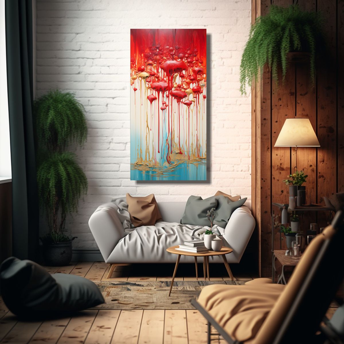 GENERICO - Cuadro Fotografía Temática En Rojo Y Dorado 80x160 Cm