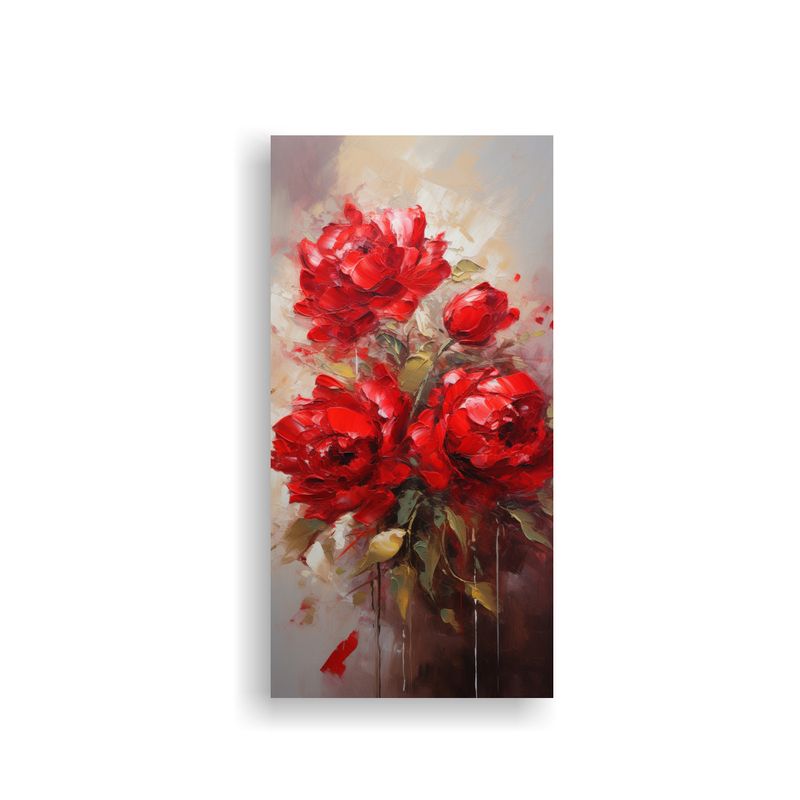 GENERICO - Pintura Juvenil En Bastidor Peonías En Rojo 70x140 Cm