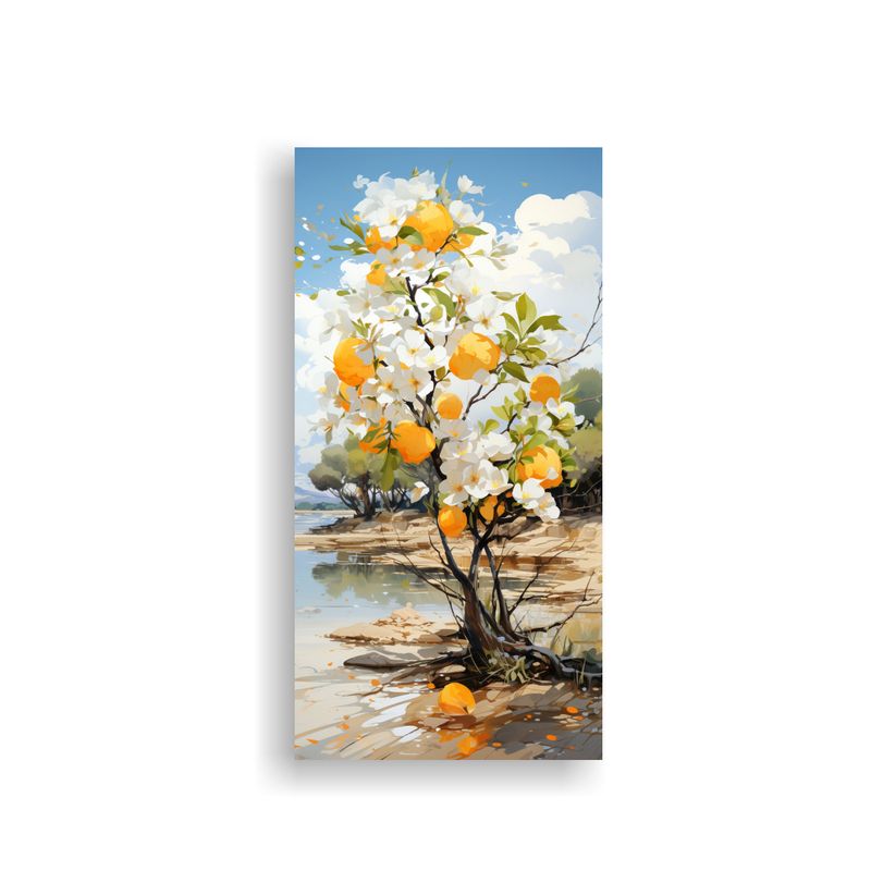 GENERICO - Pintura Abstracta De Un árbol Naranja E 80x160 Cm