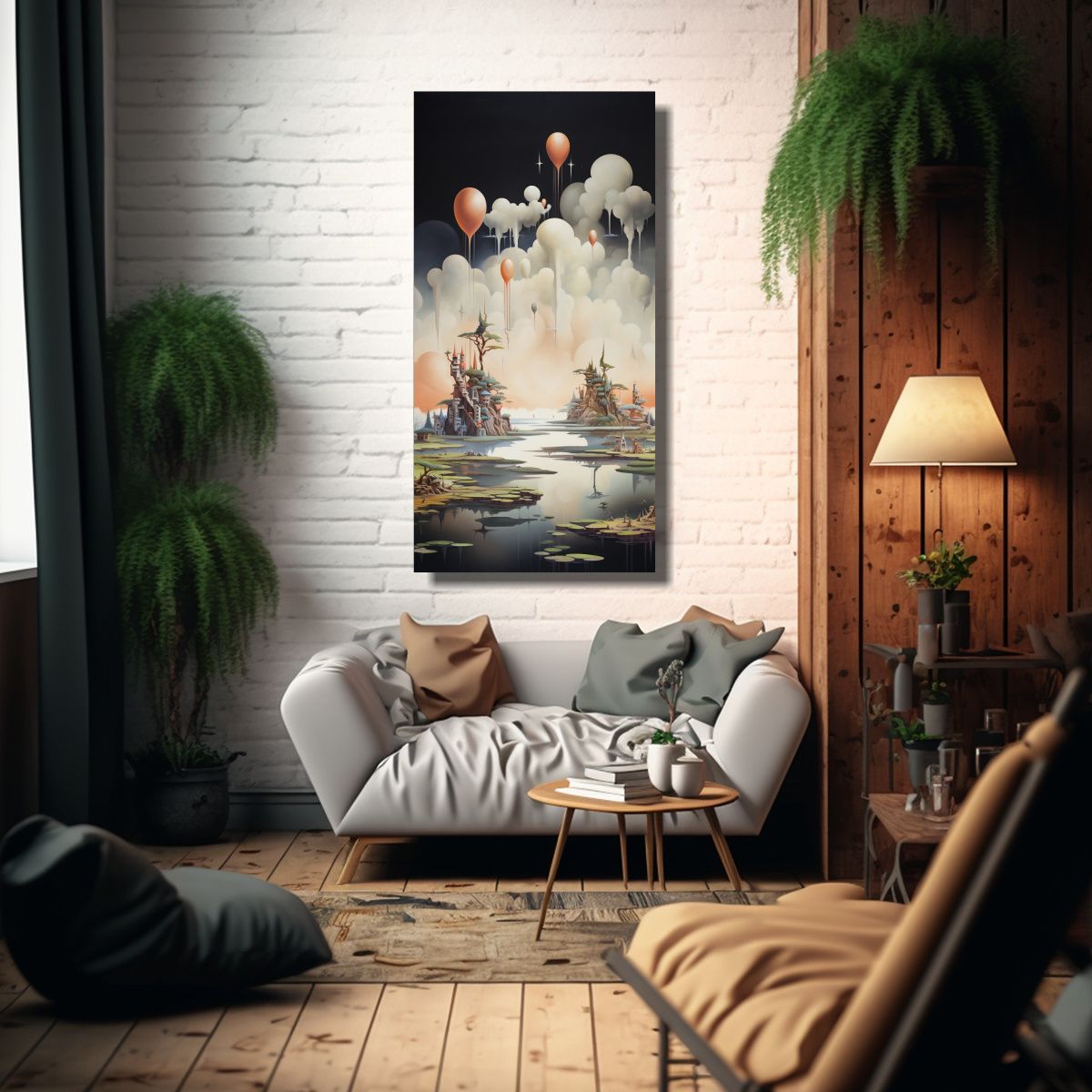 GENERICO - Pintura Decorativa Surrealista Con Islas 80x160 Cm