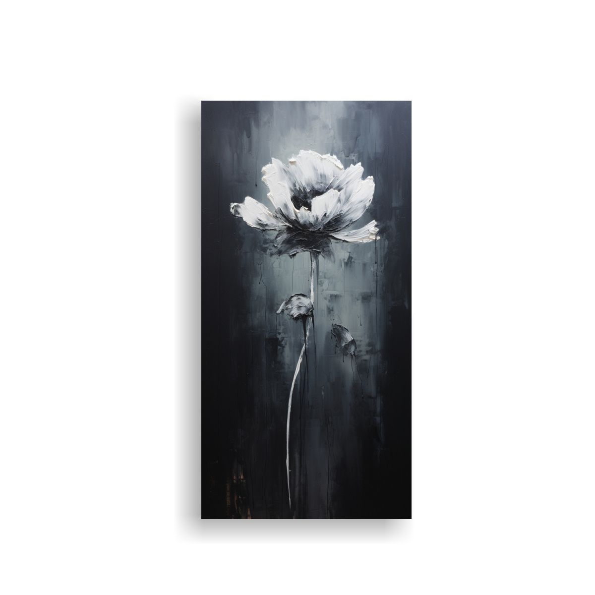 GENERICO - Arte Pop En Tela Negra Con Flor Pintura En 30x60 Cm