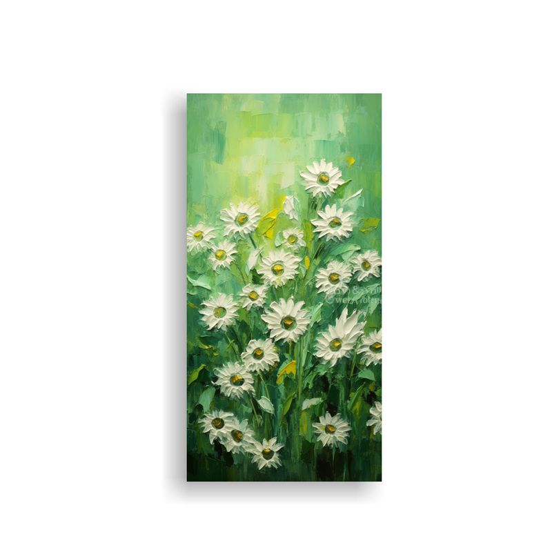 GENERICO - Cuadro En Lienzo De Girasoles Verdes En El Estilo 20x40 Cm