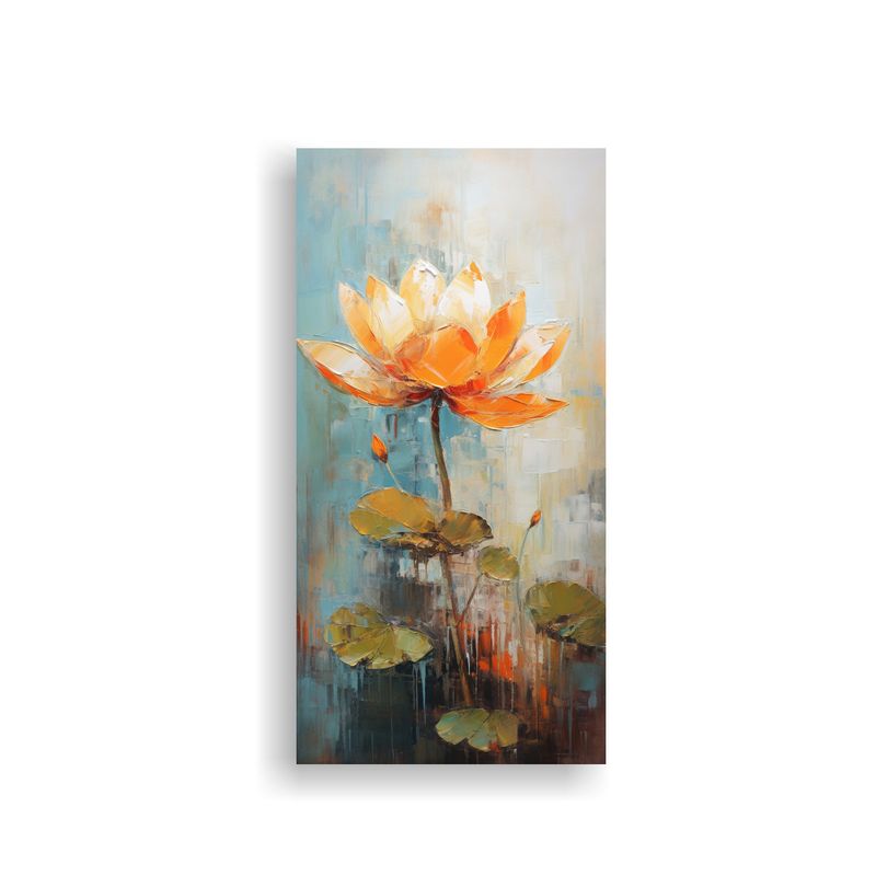 GENERICO - Pintura Naranja De Loto Estilo Cuadro Salón En 60x120 Cm