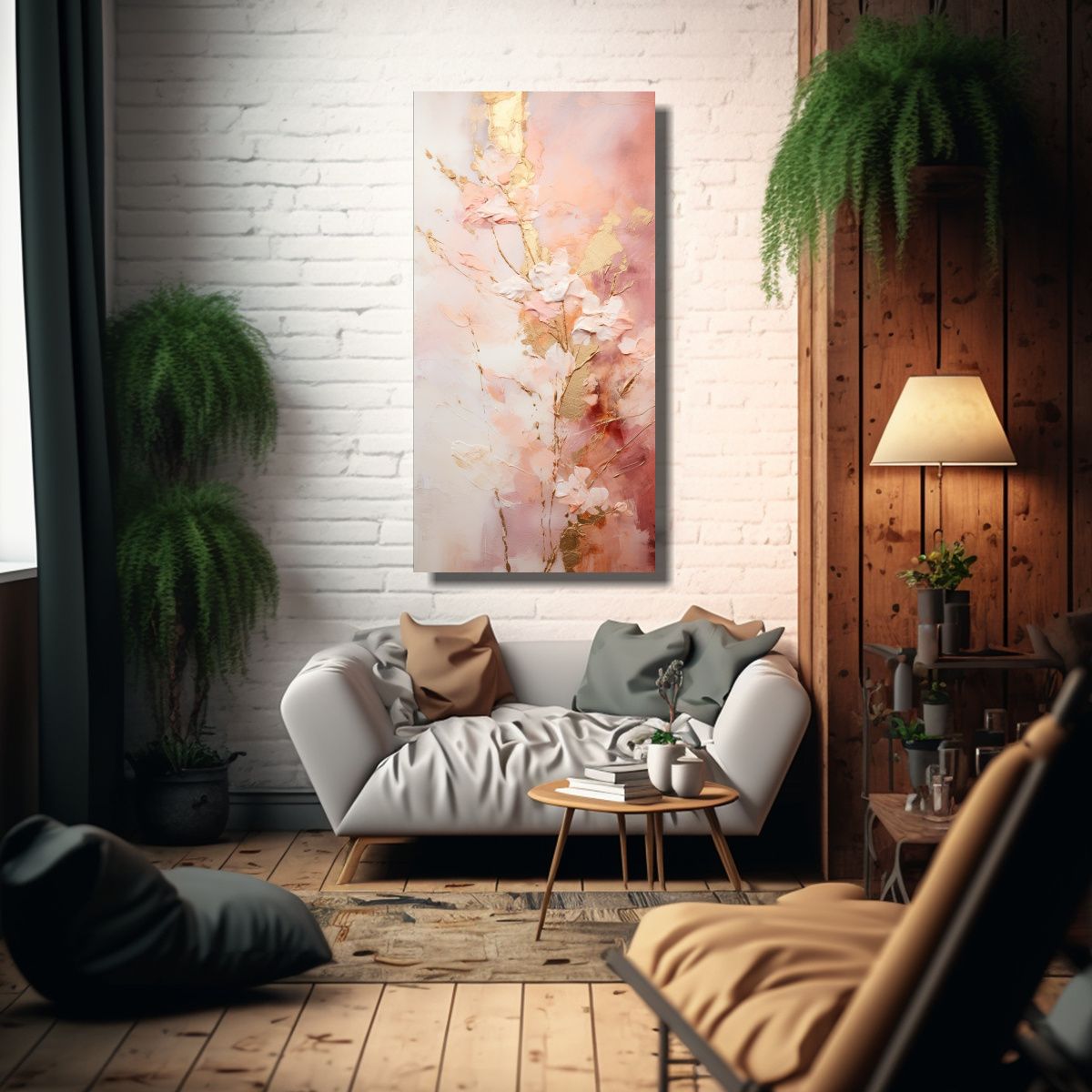 GENERICO - Pintura Abstracta De Oro Y Plata Con Contraste En 20x40 Cm