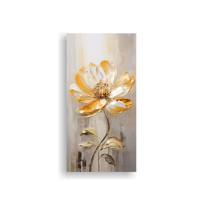 GENERICO - Pintura De Flores Doradas En Lienzo Al Estilo De 40x80 Cm
