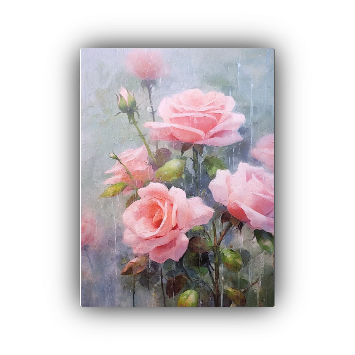 GENERICO - Pintura Original De Pared Rosas Rosadas 80x120 Cm