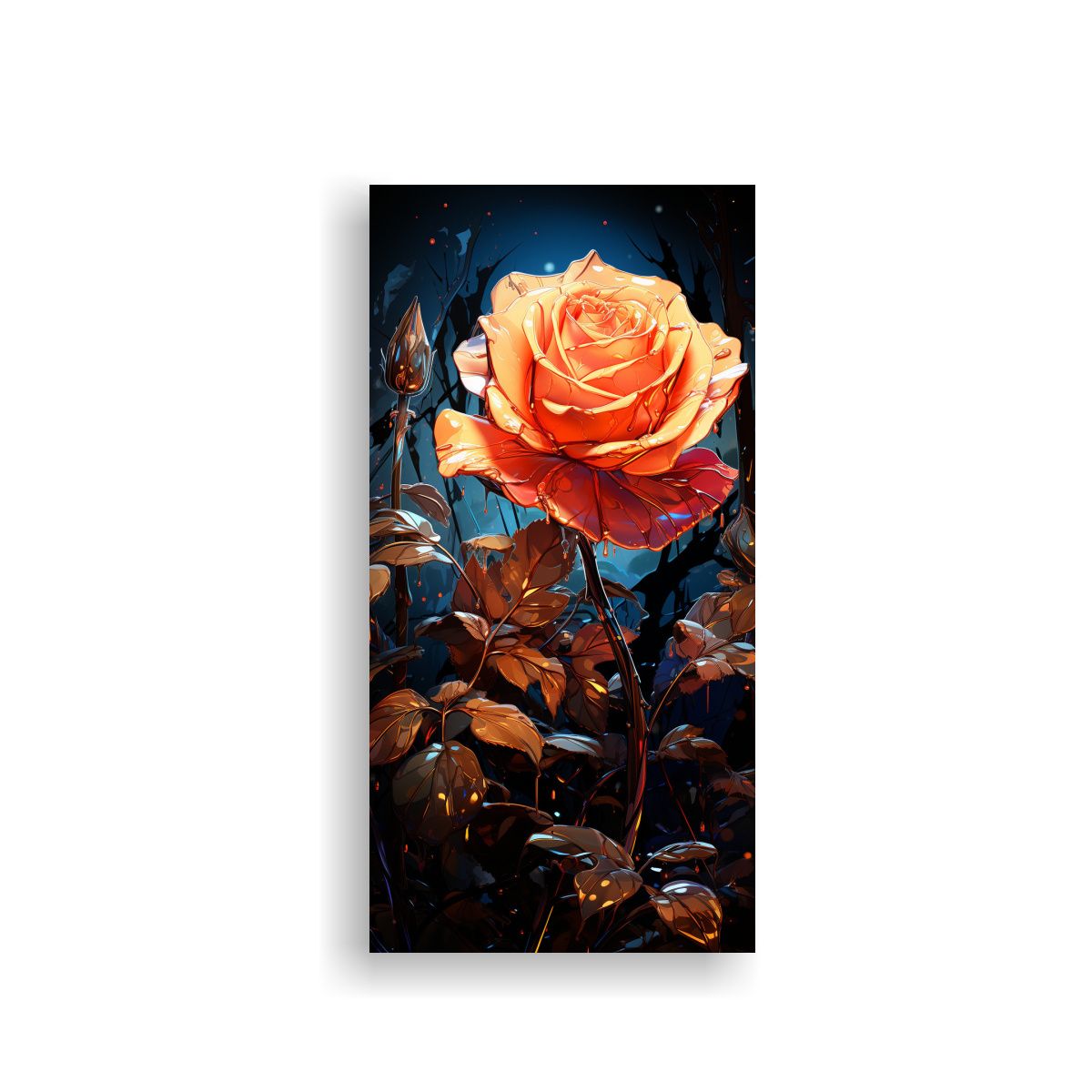 GENERICO - Cuadro Abstracción Pop Art Con Una Rosa Y Gotas 30x60 Cm