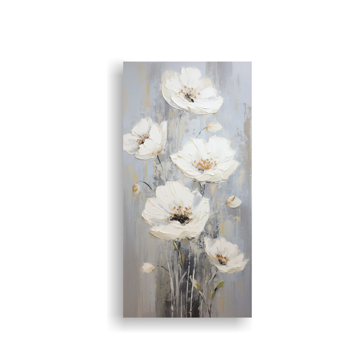 GENERICO - Pintura En Lienzo De Flores En Colores Blanco Y 50x100 Cm