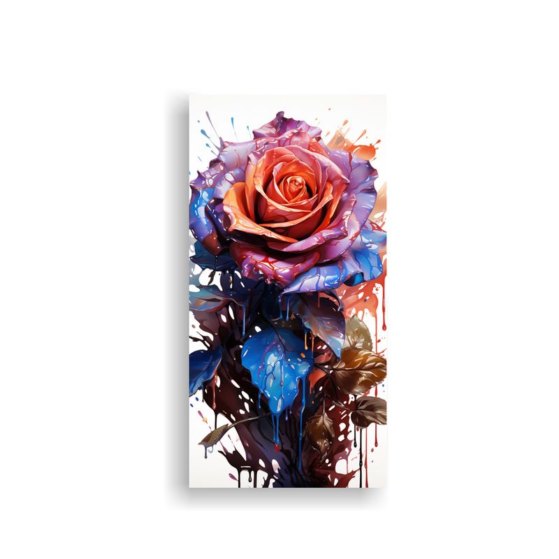 GENERICO - Pintura Decorativa De Rosa Coloreada Con Goteos 40x80 Cm