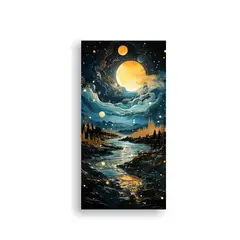 GENERICO - Pintura De Inspiración Fantástica Con Luna 60x120 Cm.