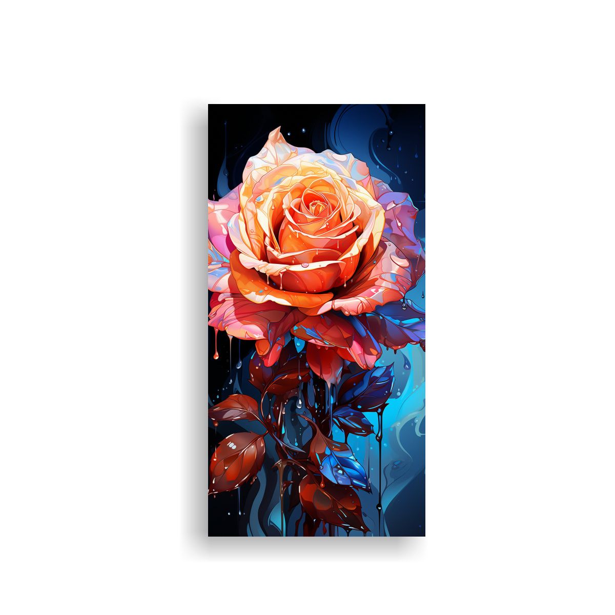 GENERICO - Pintura Decorativa Rosa Colorida Con Goteos En 50x100 Cm
