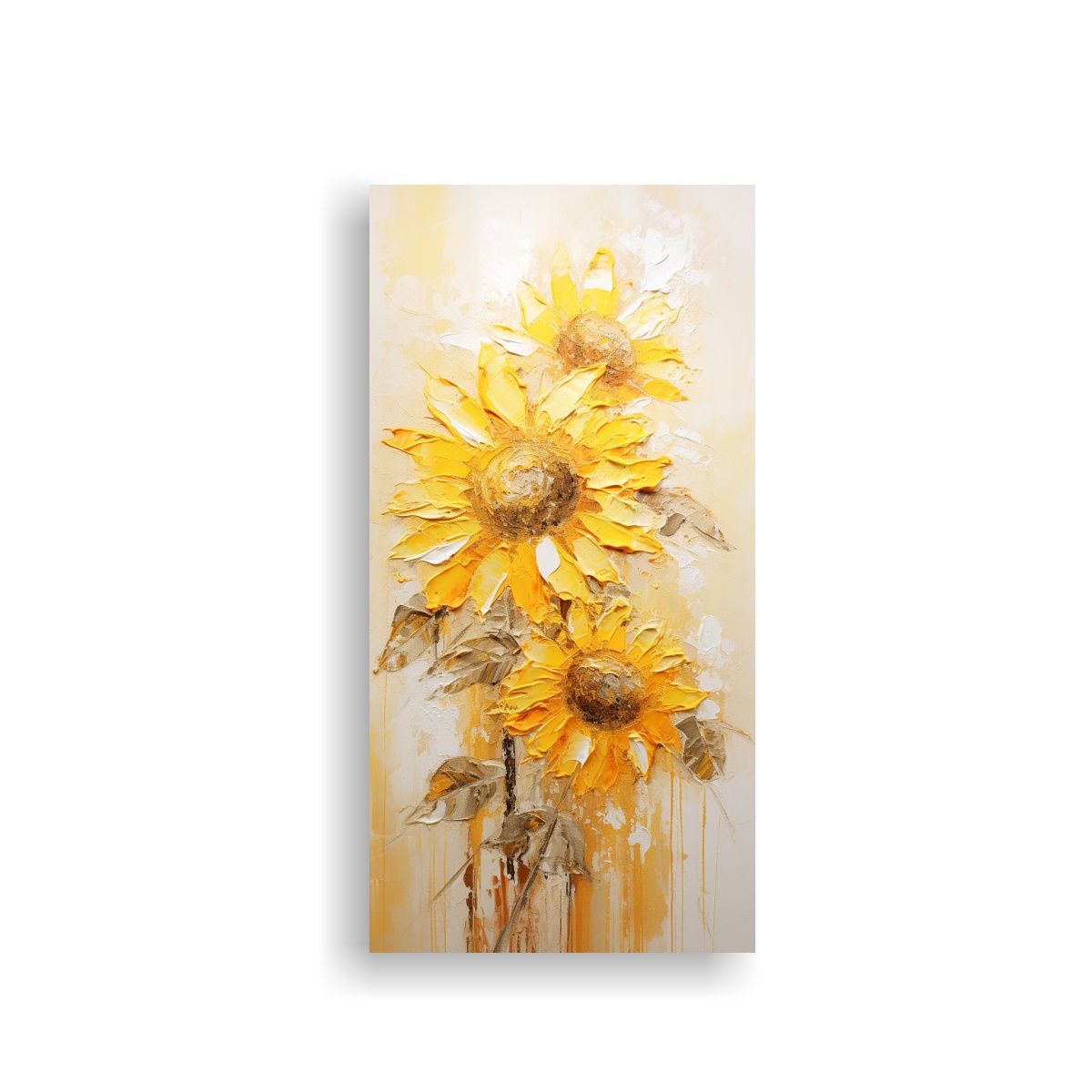 GENERICO - Pintura Clásica De Girasoles Amarillos En Lienzo 40x80 Cm
