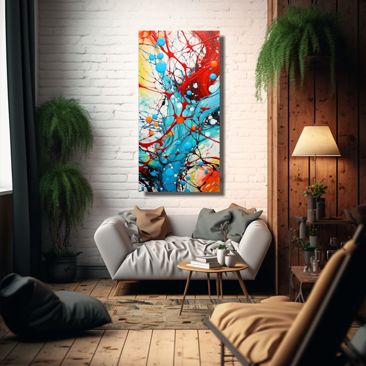 GENERICO - Cuadro Espectacular Estilo Jackson Pollock Con 40x80 Cm