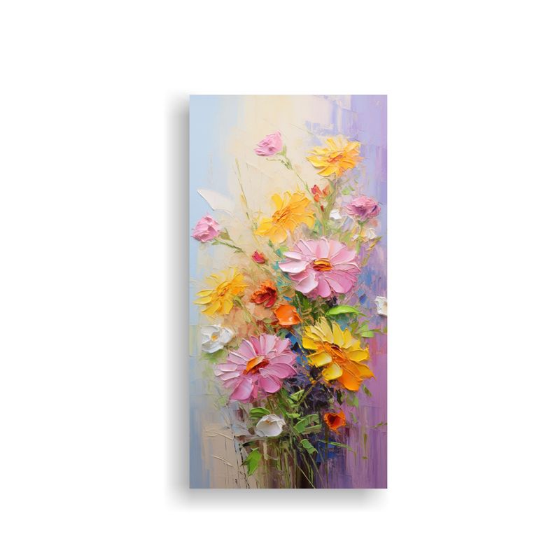 GENERICO - Pintura Decorativa De Flores Amarillas Y Rosas En 70x140 Cm