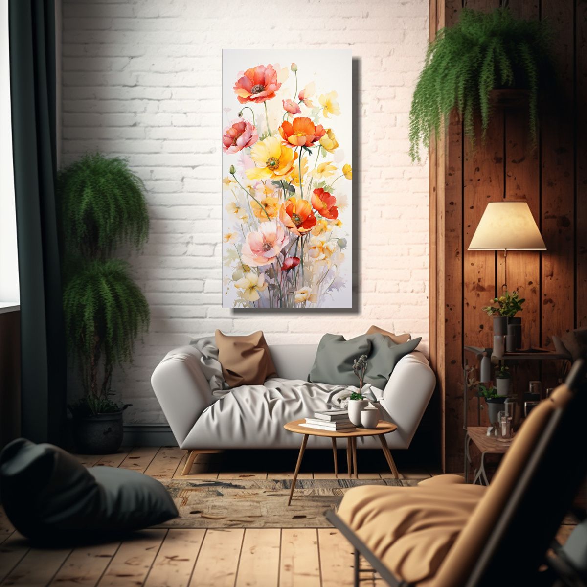 GENERICO - Lienzo Vintage Para Oficina Con Flores De 70x140 Cm