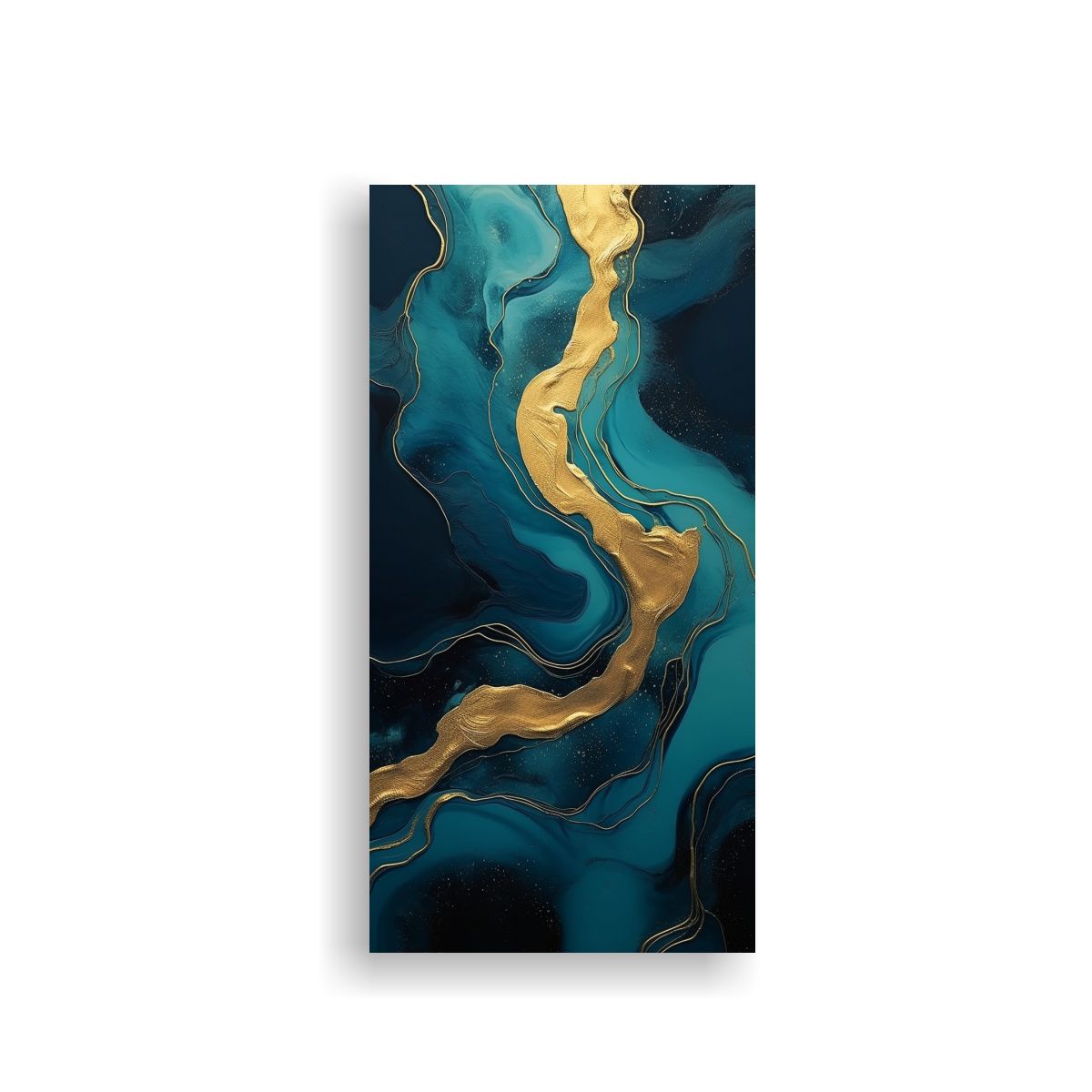 GENERICO - Pintura Cuadro Exclusiva Con Azules Dorados Y 70x140 Cm