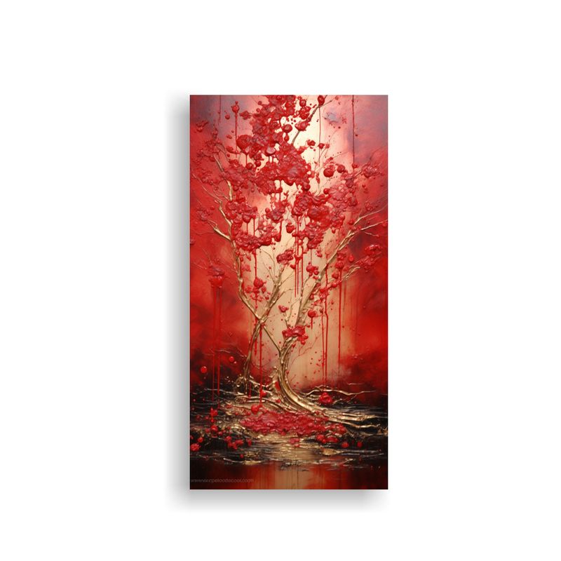 GENERICO - Cuadro Expresión Fantástico En Rojo Y Dorado 70x140 Cm