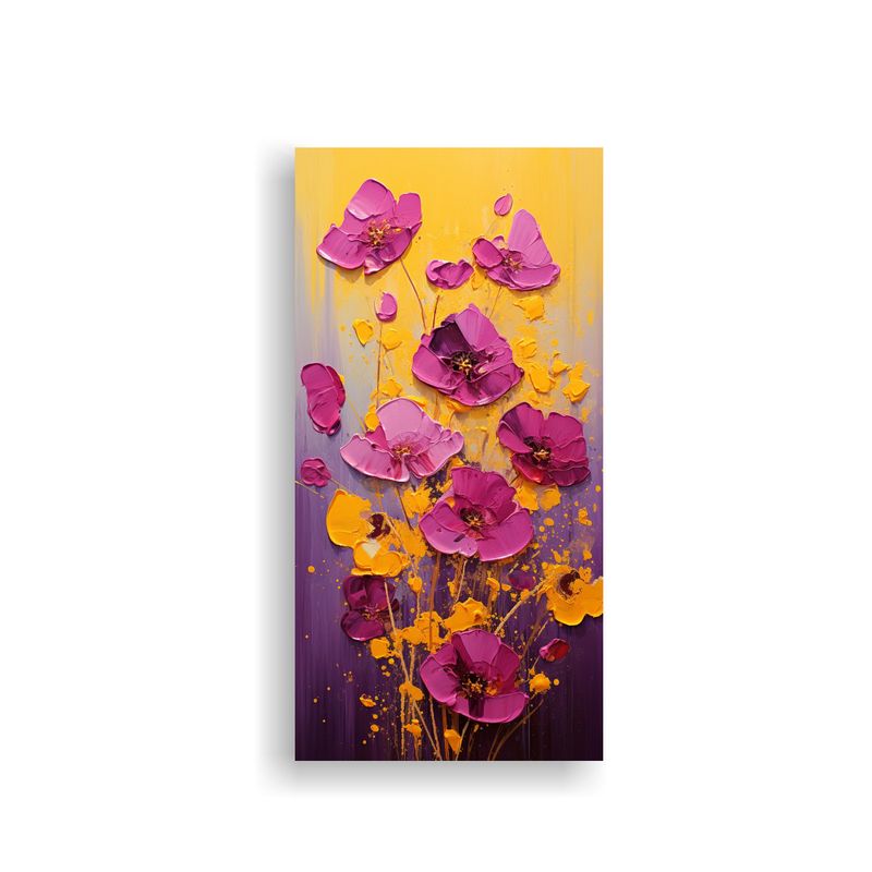 GENERICO - Pintura En Lienzo De Flores Amarillo Y Magenta En 30x60 Cm