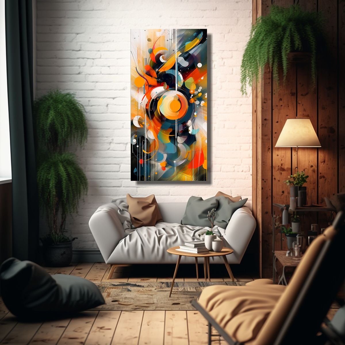 GENERICO - Pintura Abstracta De Colores Vivos En Estilo 70x140 Cm