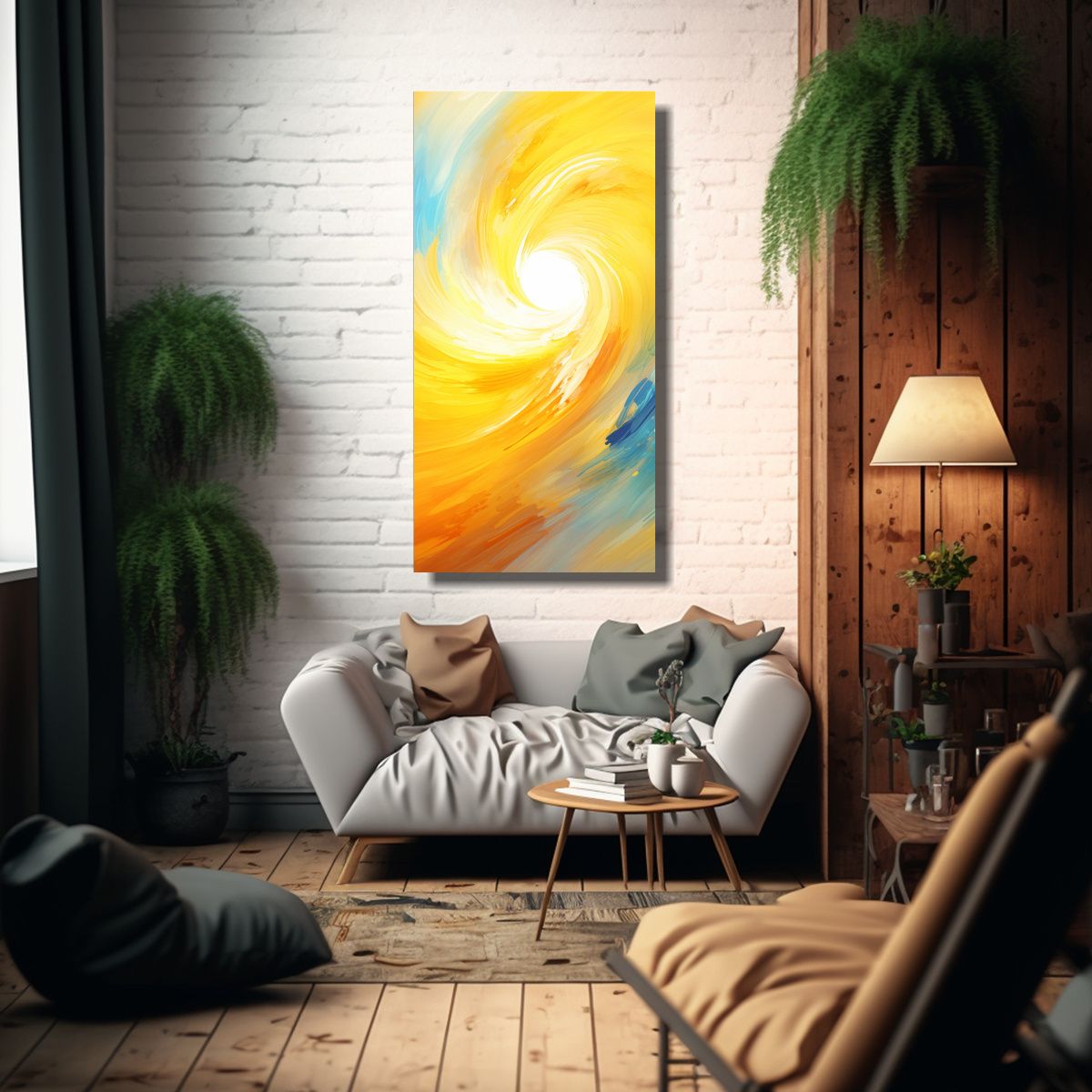 GENERICO - Pintura Abstracta En Bastidor Acuarela Belleza 80x160 Cm