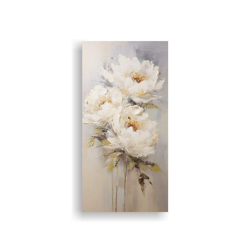 GENERICO - Lienzo Acuarela Peonías Blancas Estilo Decorativo 60x120 Cm