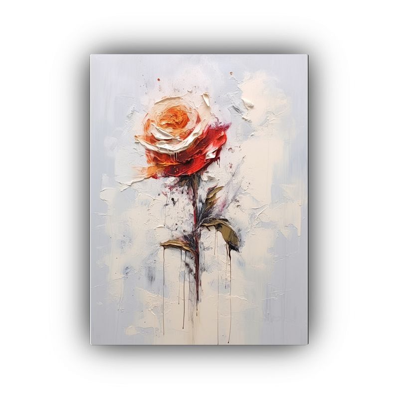 GENERICO - Pintura Surrealista De Montaña Con Flores Rosas 80x120 Cm