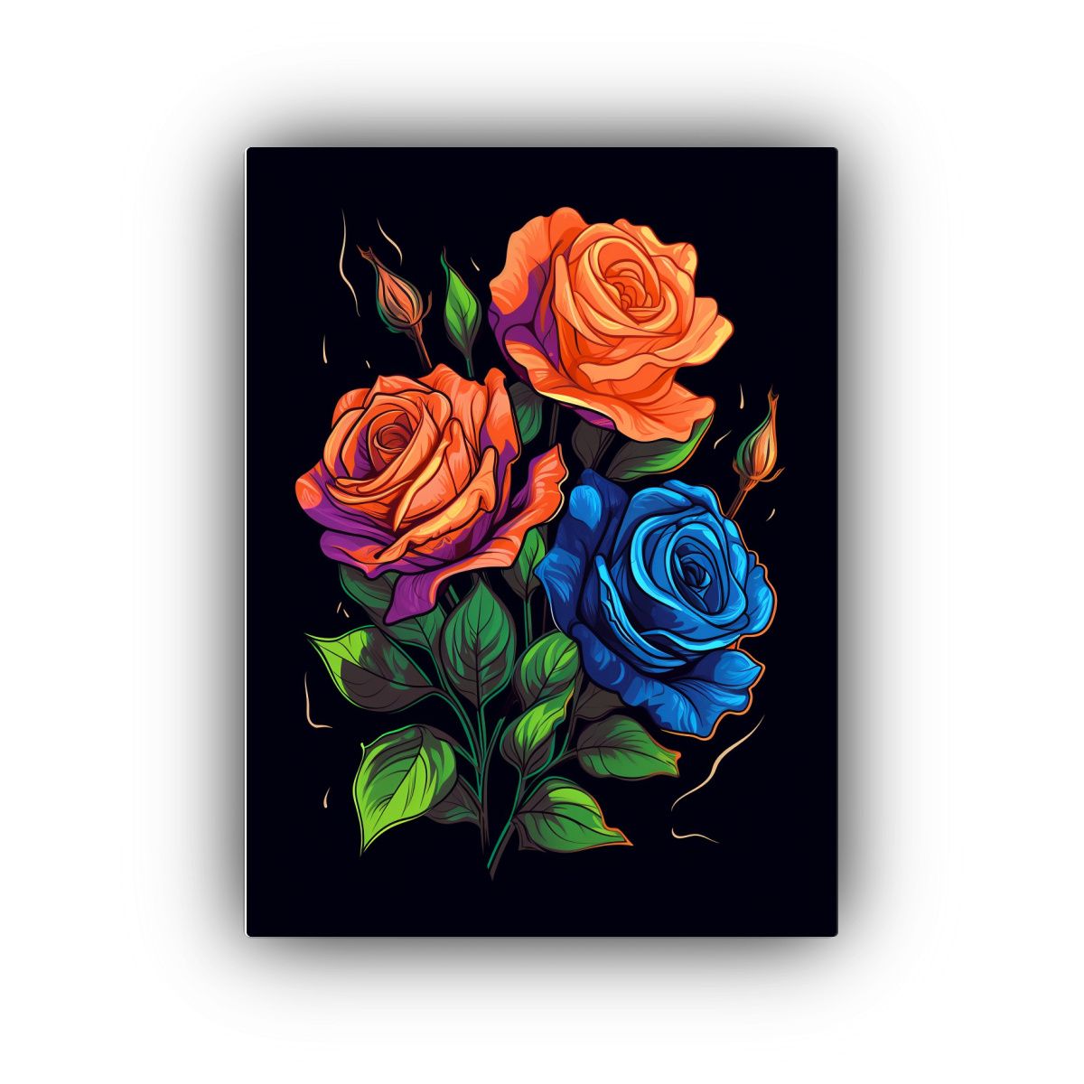 GENERICO - Pintura Mural Hermoso Ramo De Rosas Con Tallo Y 80x120 Cm