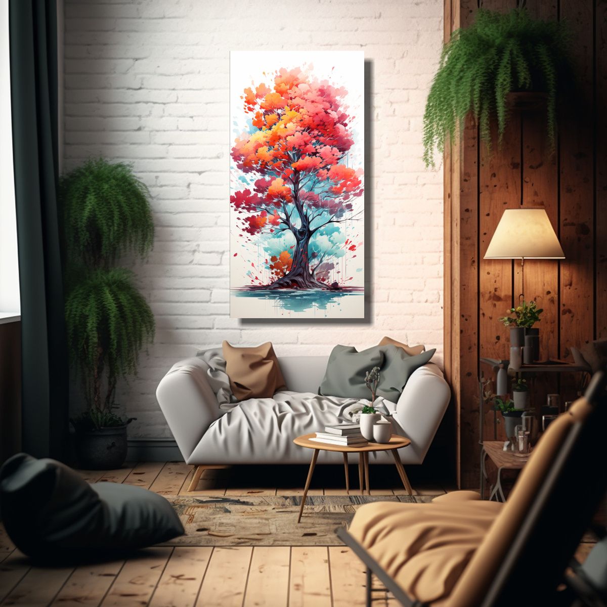 GENERICO - Pintura Abstracta Imagen De Una Arboleda De 70x140 Cm