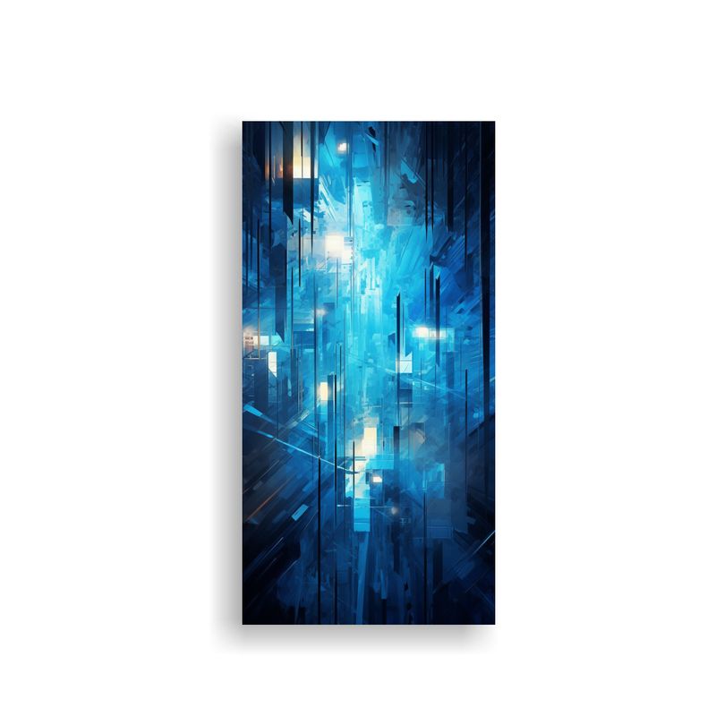 GENERICO - Cuadro Abstracto Azul Con Luces Y Líneas 20x40 Cm