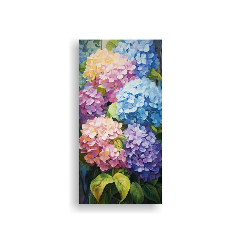 GENERICO - Pintura Abstracta De Hortensias Con Intensidad 50x100 Cm