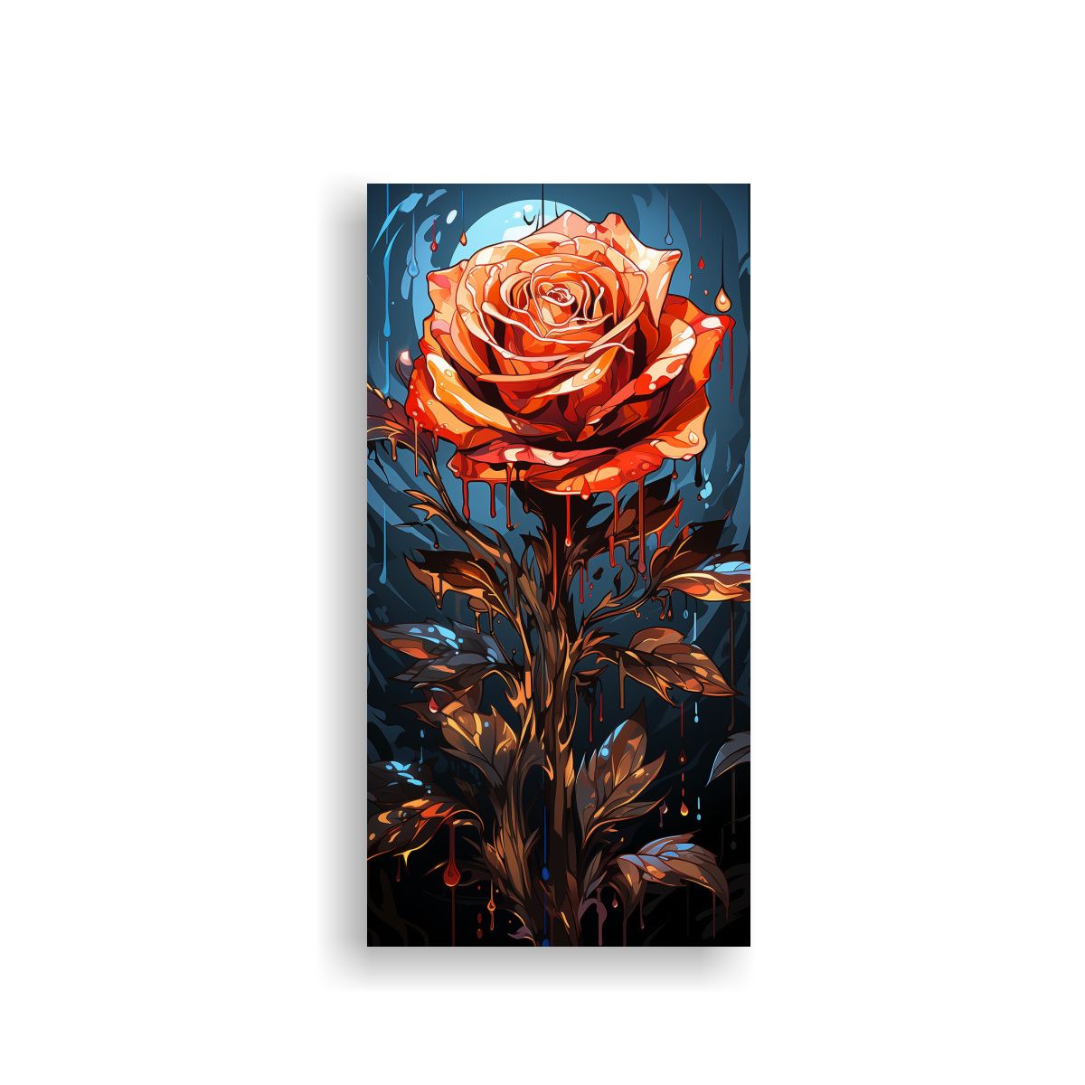 GENERICO - Cuadro En Lienzo Estilo Plano Con Motivo De Rosa 60x120 Cm