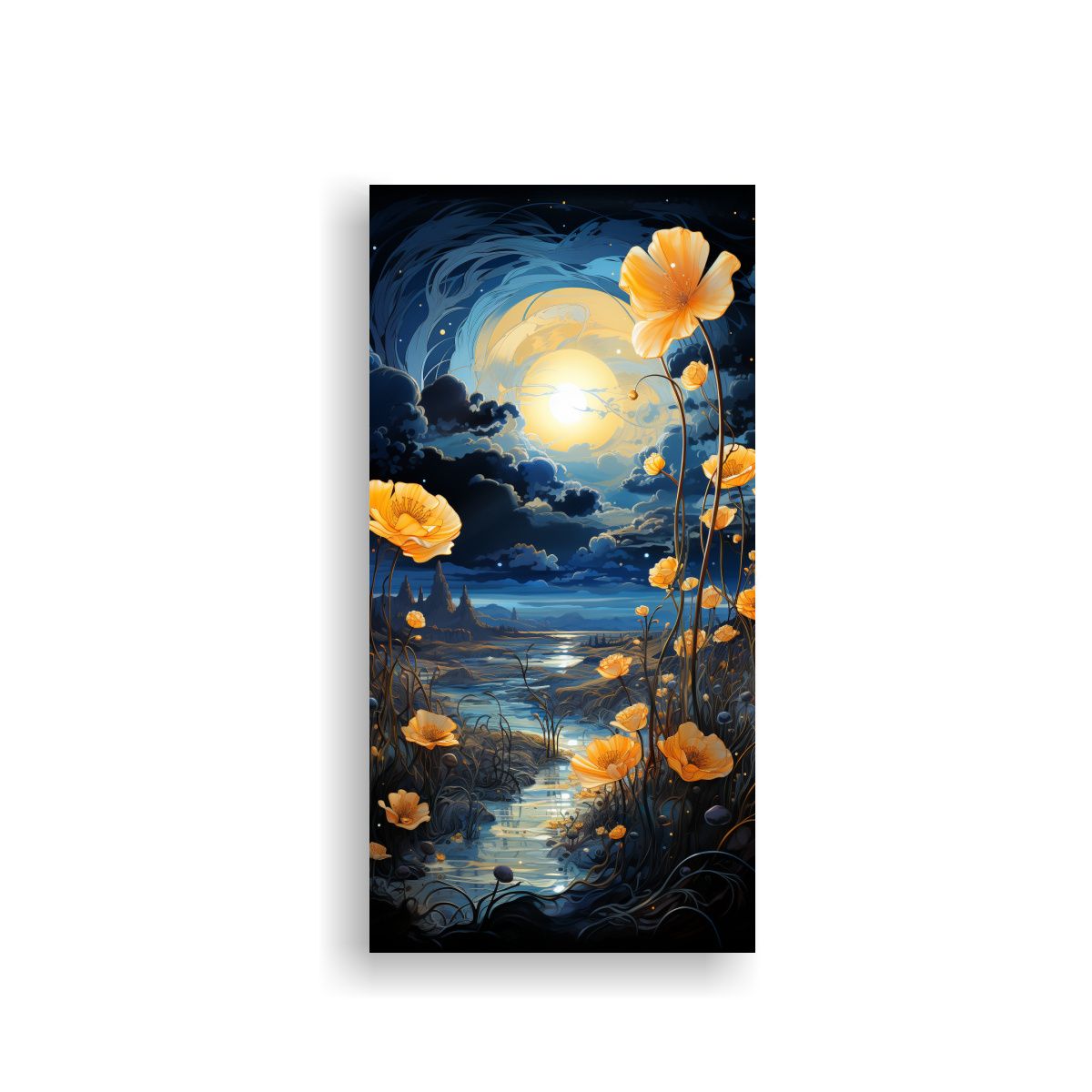 GENERICO - Cuadro Decoración Composición Flores Amarillas 20x40 Cm