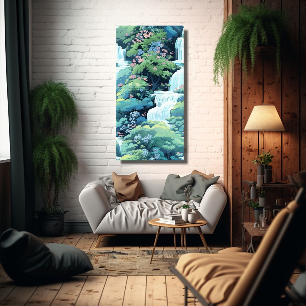 GENERICO - Pintura De Pared Con Patrón De Cascada Calmante 40x80 Cm