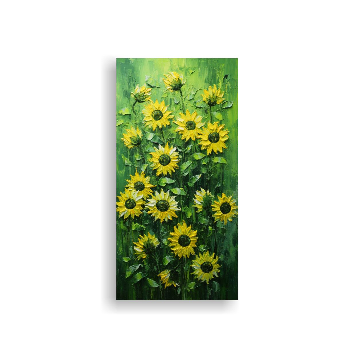 GENERICO - Intenso Arte Patron Verde Girasoles Pintura 30x60 Cm