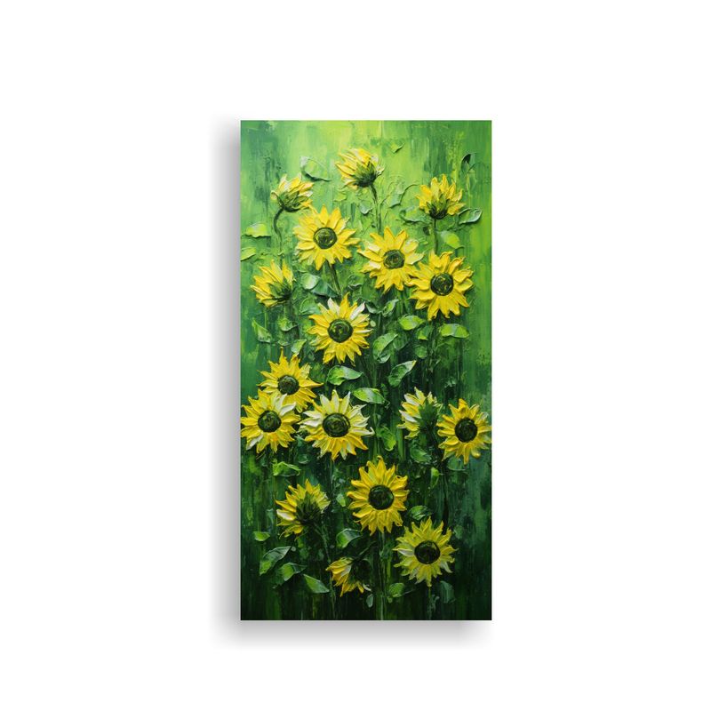 GENERICO - Intenso Arte Patron Verde Girasoles Pintura 30x60 Cm