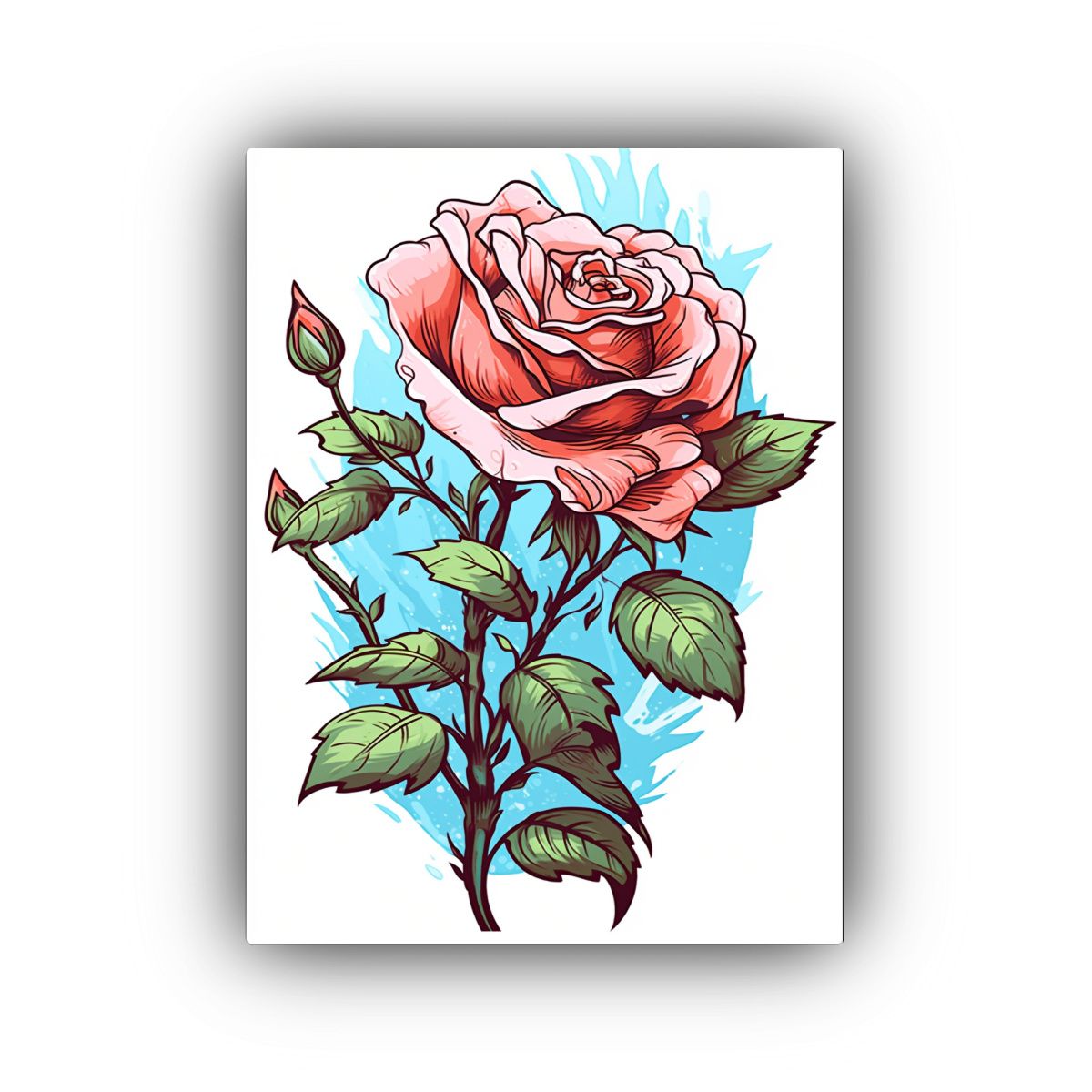 GENERICO - Pintura En Bastidor Cuadro De Una Flor De Rosa En 80x120 Cm