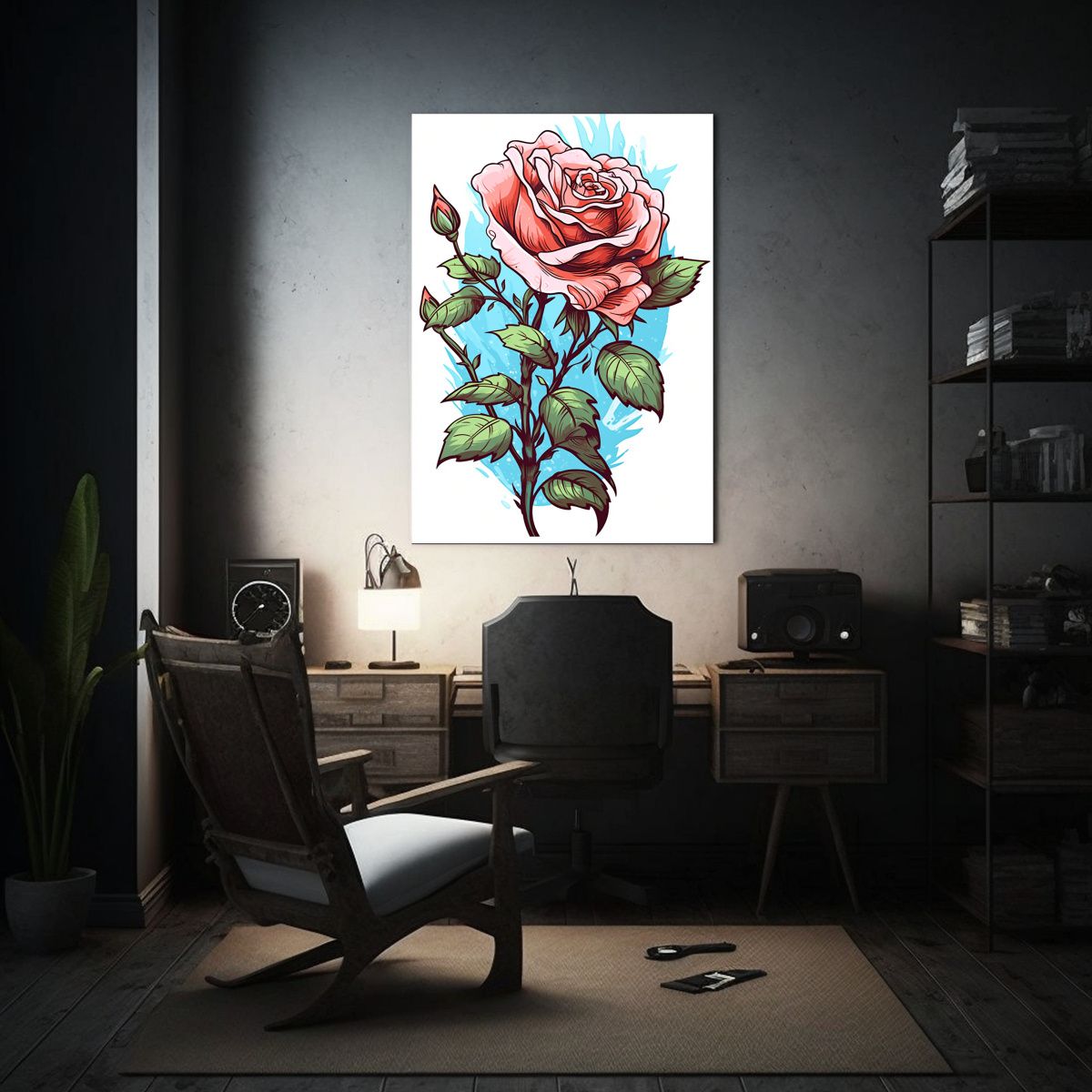 GENERICO - Pintura En Bastidor Cuadro De Una Flor De Rosa En 80x120 Cm