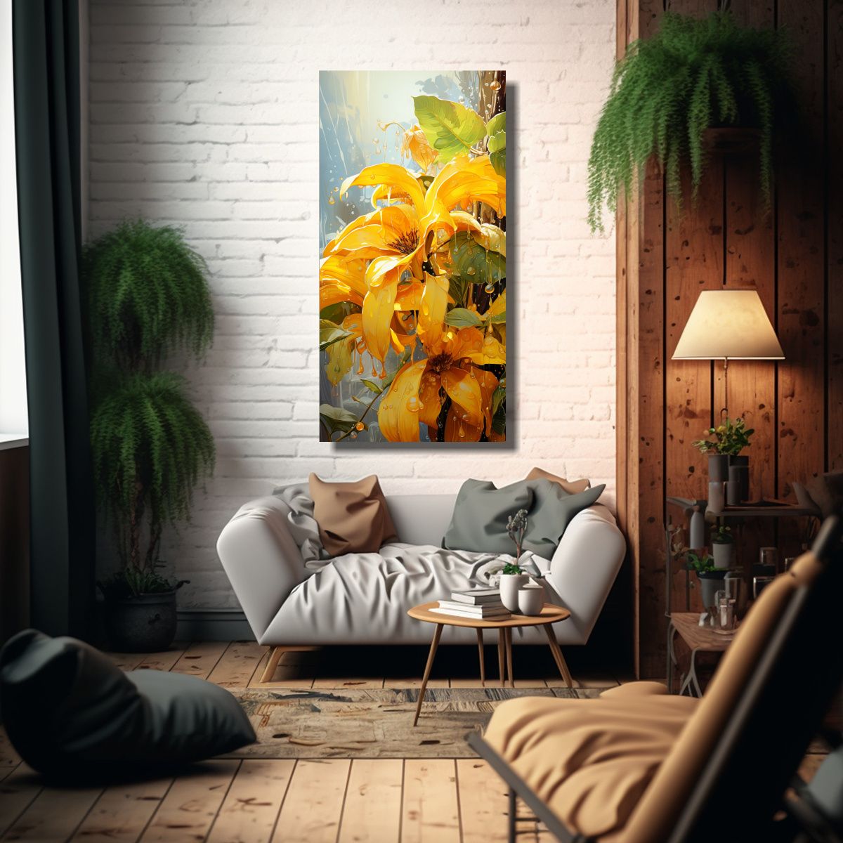 GENERICO - Pintura Abstracta Acuarela De árbol De Plátano 40x80 Cm