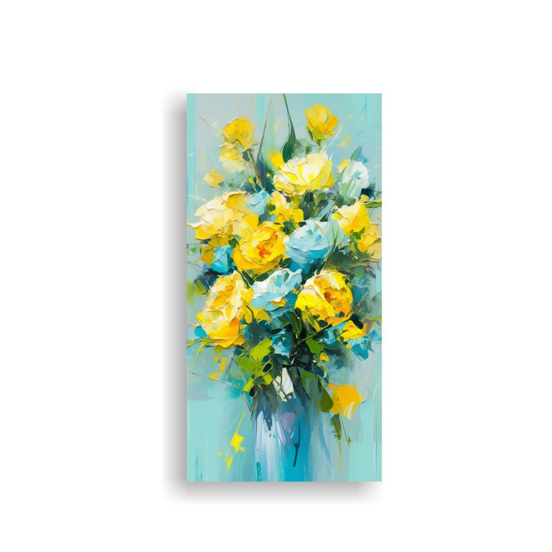 GENERICO - Cuadro Cuadro Reflejo De Flores Amarillas Y Cyan 60x120 Cm