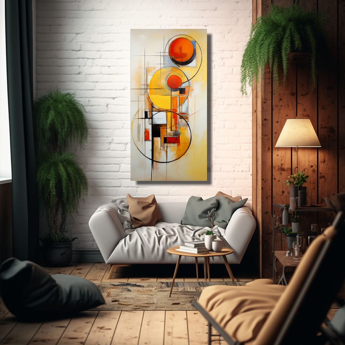 GENERICO - Cuadro Abstracto Pastel Perspectiva Líneas Finas 60x120 Cm