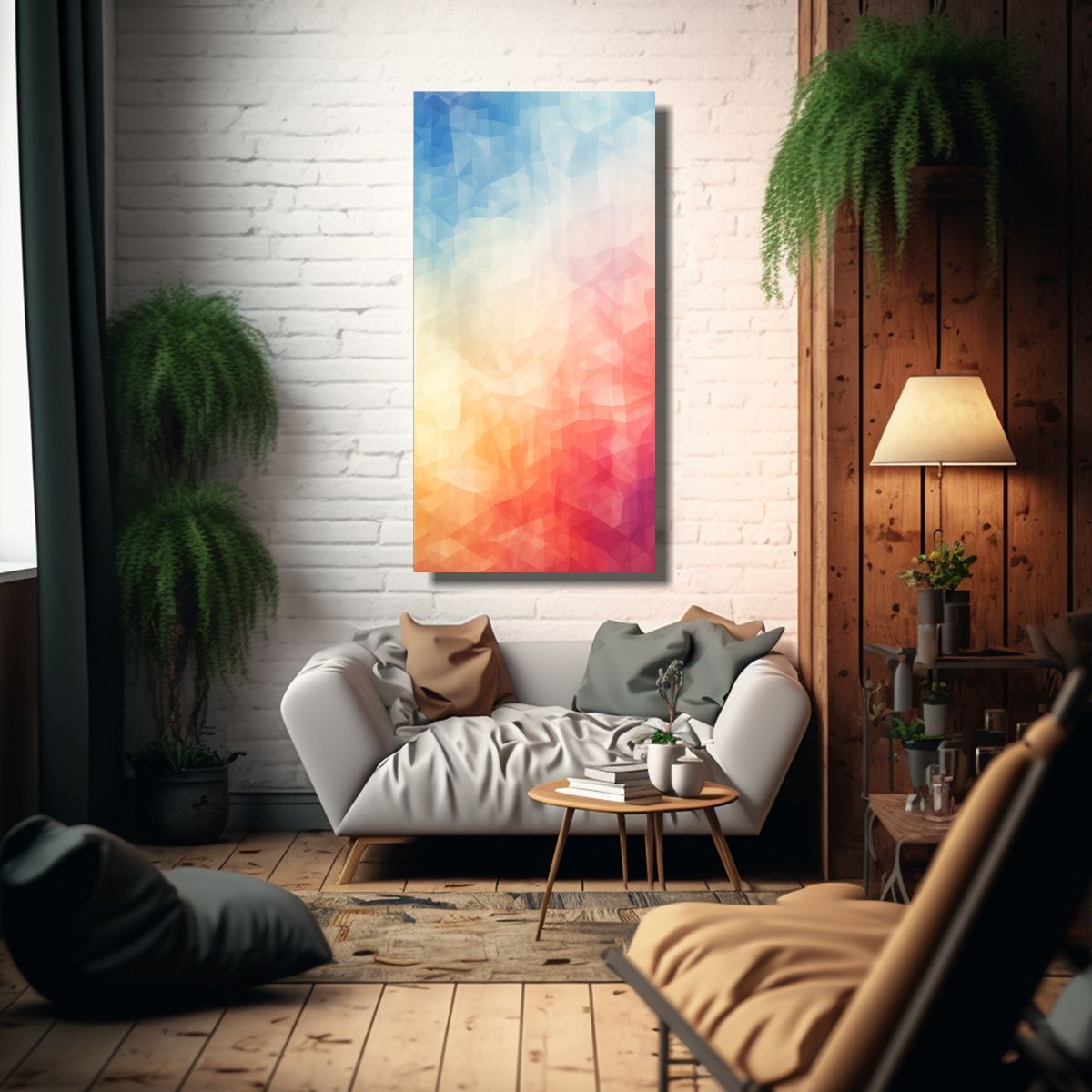 GENERICO - Cuadro Abstracto Geométrico De Líneas Finas En 60x120 Cm