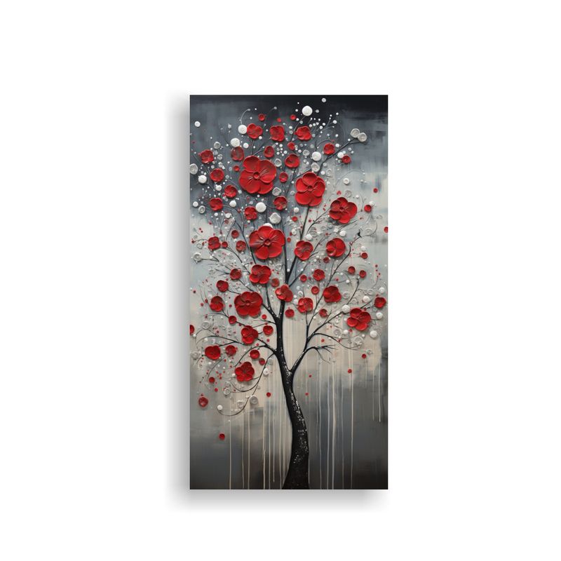 GENERICO - Cuadro Diseño Colorido Del árbol En Rojo Y 50x100 Cm