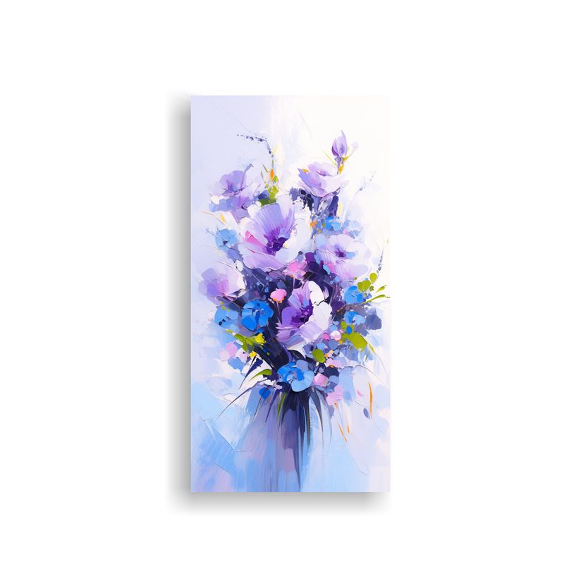 GENERICO - Pintura Original De Flores Púrpuras Y Azules En 30x60 Cm