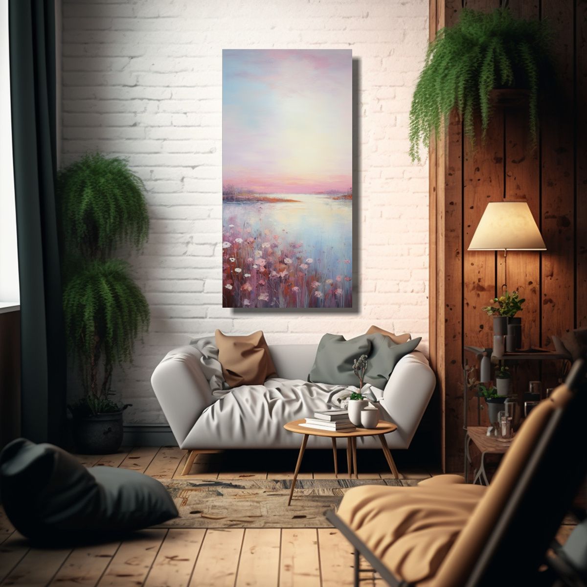 GENERICO - Paisaje Sereno Al Atardecer En Pinturas De Arte 70x140 Cm
