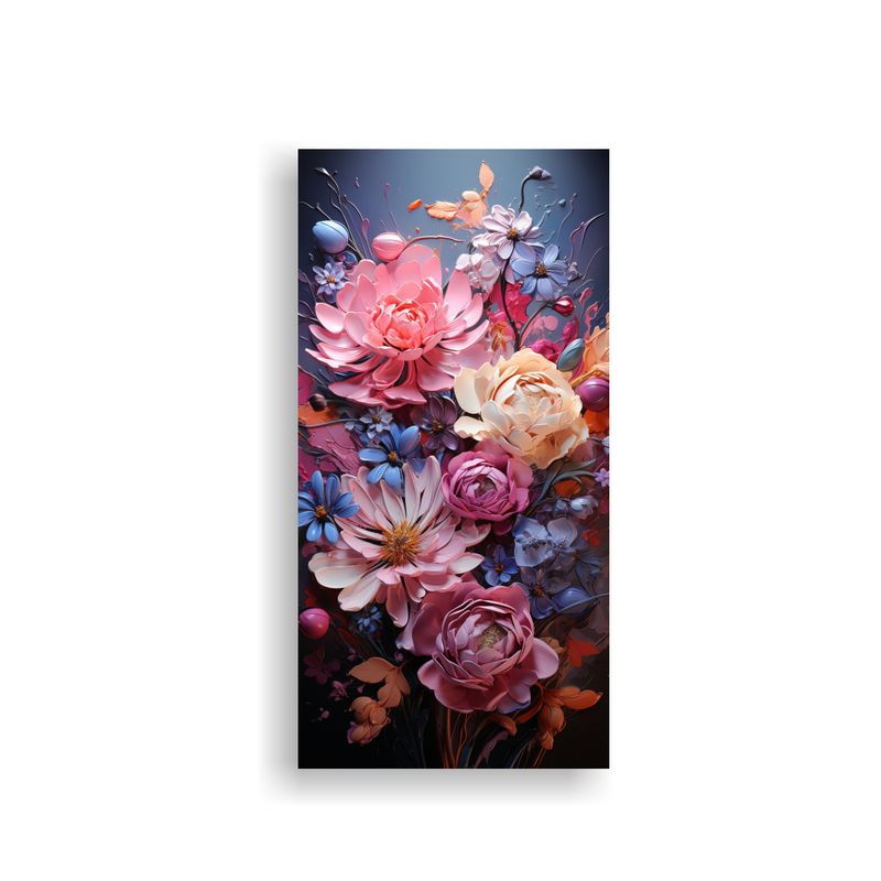 GENERICO - Cuadro Dibujo Tematica Ramo Vibrante De Flores 60x120 Cm