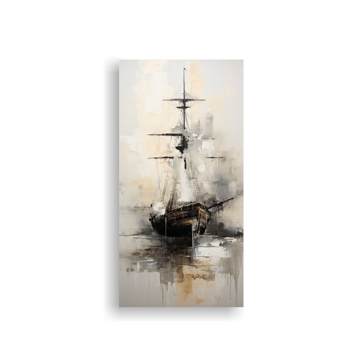 GENERICO - Pintura Abstracta Clásica De Arte Barco En 50x100 Cm