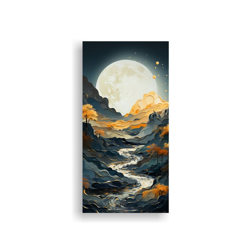 GENERICO - Pintura Minimalista De Montañas En Composición 20x40 Cm