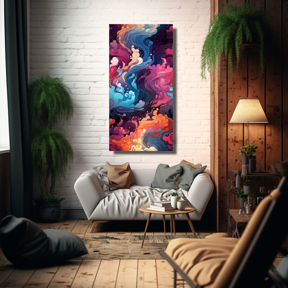 GENERICO - Pintura Decorativa Clásica Con Onda Marina 40x80 Cm.