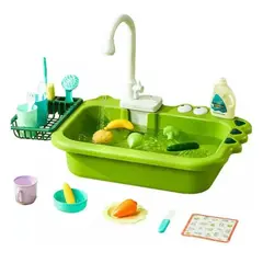 GENERICO - Juguete Fregadero Lavavajillas Con Accesorios Verde Infantil