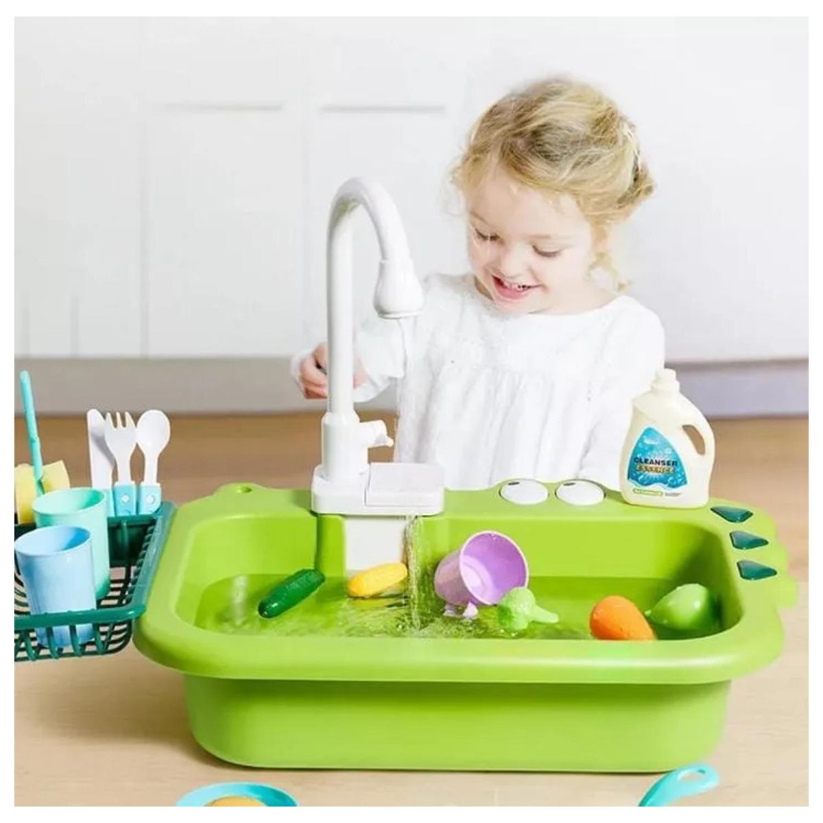 GENERICO - Juguete Fregadero Lavavajillas Con Accesorios Verde Infantil